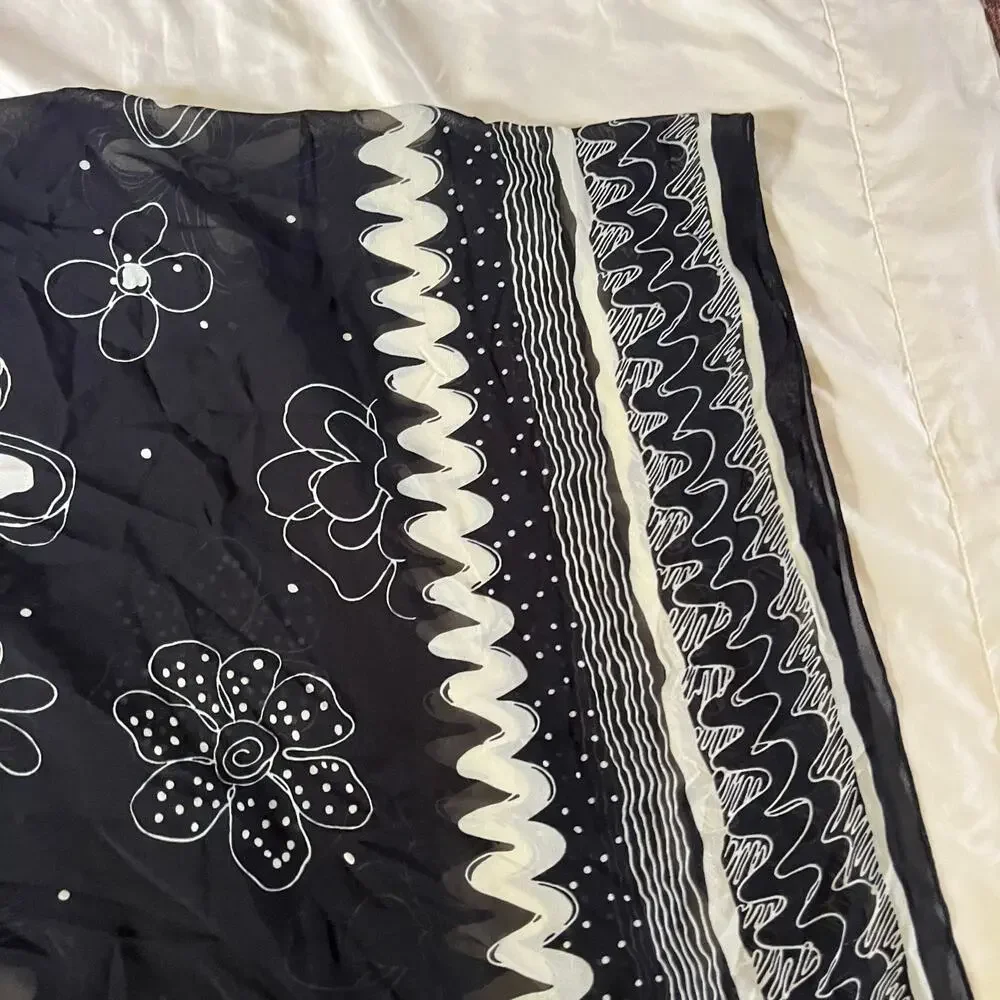 Black Floral Whimsigoth Scarf Coverup Large